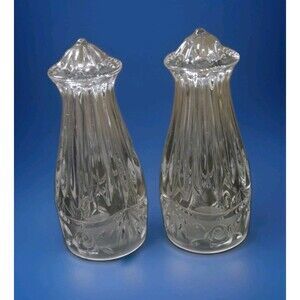 Vintage Oneida Southern Garden Crystal Clear Glass Salt & Pepper Shakers Set